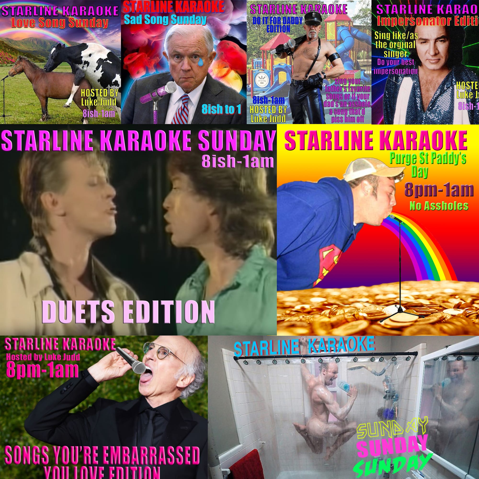 I started a karaoke night at the Starline Social Club. We won runner up Best Karaoke in the East Bay Express the last two years. Since leaving the Starline, Aaron Deer hosts it exclusively. "Remember to tip your KJ!"